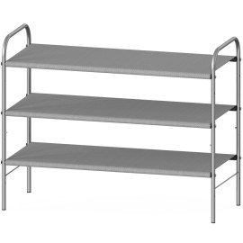 Simple Houseware 3-Tier Shoe Rack Storage Organizer, Grey - Space-Saving Shoe Shelf, Holds 9-16 Pairs, Sturdy Metal Frame, Easy Assembly - Closet, Entryway, Bedroom Shoe Storage Solution