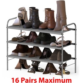 Simple Houseware 3-Tier Shoe Rack Storage Organizer, Grey - Space-Saving Shoe Shelf, Holds 9-16 Pairs, Sturdy Metal Frame, Easy Assembly - Closet, Entryway, Bedroom Shoe Storage Solution Simple Houseware 3-Tier Shoe Rack Storage Organizer, Grey - Space-Saving Shoe Shelf, Holds 9-16 Pairs, Sturdy Metal Frame, Easy Assembly - Closet, Entryway, Bedroom Shoe Storage Solution