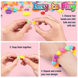 FUNZBO 650pcs Pop Beads - Jewelry Making Kit for 3 4 5 6 7 8 Year Old Little Girls, Arts and Crafts Toys for Kids, Necklace Bracelet Ring Creativity Snap Set Birthday Holiday Easter Gifts FUNZBO 650pcs Pop Beads - Jewelry Making Kit for 3 4 5 6 7 8 Year Old Little Girls, Arts and Crafts Toys for Kids, Necklace Bracelet Ring Creativity Snap Set Birthday Holiday Easter Gifts