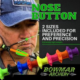 Bowmar Archery Nose Button, Extremely Light Weight, Creates Consistent Anchor Point, Two Sizes Included (Black)
