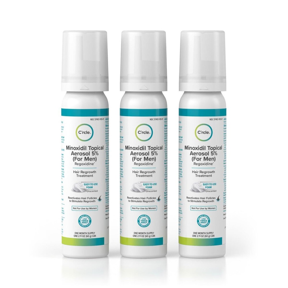 Crcle Men\'s Minoxidil 5% Foam - 3 Month Supply - Helps Restore Vertex Hair Loss & Thinning Hair - Extra Strength Supports Hair Regrowth for Men, Unscented Hair Loss Foam Treatments Crcle Men\'s Minoxidil 5% Foam - 3 Month Supply - Helps Restore Vertex Hair Loss & Thinning Hair - Extra Strength Supports Hair Regrowth for Men, Unscented Hair Loss Foam Treatments