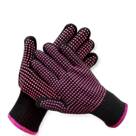 AFT90 2 Pcs Professional Heat Resistant Glove for Hair Styling Heat Blocking Gloves for Curling, Flat Iron and Hair Styling Tools, Silicone Bump, Pink Edge AFT90 2 Pcs Professional Heat Resistant Glove for Hair Styling Heat Blocking Gloves for Curling, Flat Iron and Hair Styling Tools, Silicone Bump, Pink Edge