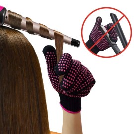 AFT90 2 Pcs Professional Heat Resistant Glove for Hair Styling Heat Blocking Gloves for Curling, Flat Iron and Hair Styling Tools, Silicone Bump, Pink Edge AFT90 2 Pcs Professional Heat Resistant Glove for Hair Styling Heat Blocking Gloves for Curling, Flat Iron and Hair Styling Tools, Silicone Bump, Pink Edge
