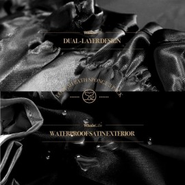 Extra Large Reusable Shower Cap for Men, Women (Black 4 Pack ) Satin Double Layer EVA Waterproof Long Hair Cap