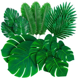 Decopom Palm Leaves Artificial Tropical Monstera-84Pcs 6 Kinds Large Small Green Fake Palm Leaf with Stems for Safari Jungle Hawaiian Luau Party Table Decoration Wedding Birthday Theme Party Decopom Palm Leaves Artificial Tropical Monstera-84Pcs 6 Kinds Large Small Green Fake Palm Leaf with Stems for Safari Jungle Hawaiian Luau Party Table Decoration Wedding Birthday Theme Party