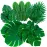 Decopom Palm Leaves Artificial Tropical Monstera-84Pcs 6 Kinds Large Small Green Fake Palm Leaf with Stems for Safari Jungle Hawaiian Luau Party Table Decoration Wedding Birthday Theme Party