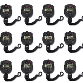 12 pack Multi-function Electronic Digital Sport Stopwatch Timer, Large Display with Date Time and Alarm Function,suitable for Sports Coaches Fitness Coaches and Referees