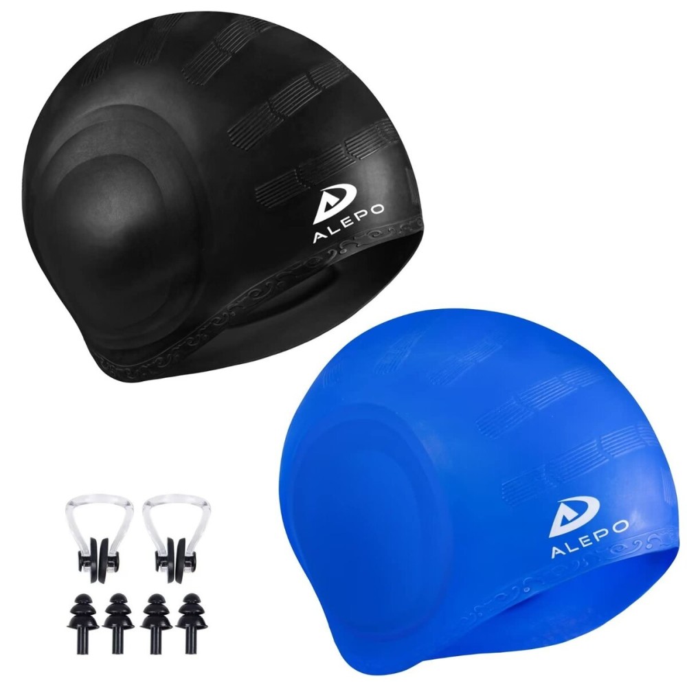 2 Pack Unisex Swim Caps with 3D Ear Protection, Durable Flexible Silicone Swimming Hats for Women Men Kids Adults, Bathing Swimming Caps for Short/Long Hair with Ear Plugs&Nose Clip 2 Pack Unisex Swim Caps with 3D Ear Protection, Durable Flexible Silicone Swimming Hats for Women Men Kids Adults, Bathing Swimming Caps for Short/Long Hair with Ear Plugs&Nose Clip