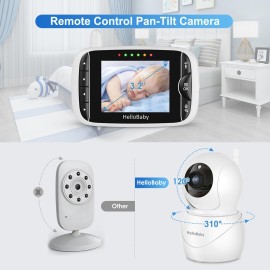 HelloBaby Monitor with Camera and Audio, IPS Screen LCD Display Video Baby Monitor No WiFi Infrared Night Vision, Temprature Screen Lullaby, Two Way Audio and VOX Mode (HB66pro) HelloBaby Monitor with Camera and Audio, IPS Screen LCD Display Video Baby Monitor No WiFi Infrared Night Vision, Temprature Screen Lullaby, Two Way Audio and VOX Mode (HB66pro)