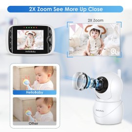 HelloBaby Monitor with Camera and Audio, IPS Screen LCD Display Video Baby Monitor No WiFi Infrared Night Vision, Temprature Screen Lullaby, Two Way Audio and VOX Mode (HB66pro) HelloBaby Monitor with Camera and Audio, IPS Screen LCD Display Video Baby Monitor No WiFi Infrared Night Vision, Temprature Screen Lullaby, Two Way Audio and VOX Mode (HB66pro)