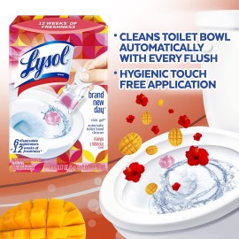 Lysol Click Gel Automatic Toilet Bowl Cleaner, Gel Toilet Bowl Cleaner, For Cleaning and Refreshing, Mango & Hibiscus, 6 Count (Pack of 1) Lysol Click Gel Automatic Toilet Bowl Cleaner, Gel Toilet Bowl Cleaner, For Cleaning and Refreshing, Mango & Hibiscus, 6 Count (Pack of 1)