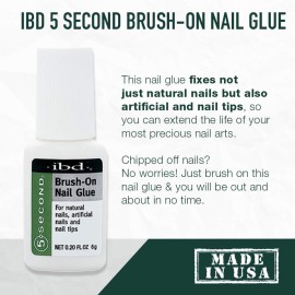 5 Second Brush-On Nail Glue 6 g, for Nail Tips, Full Cover Nails, and for Repairing of Cracked, Split Natural Nails, 3 Packs 5 Second Brush-On Nail Glue 6 g, for Nail Tips, Full Cover Nails, and for Repairing of Cracked, Split Natural Nails, 3 Packs
