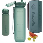 Hydracy Water Bottle with Time Marker - Large 32 oz BPA Free Gym Bottle & No Sweat Sleeve -Leak Proof Lid with Fruit Infuser Strainer & Times to Drink - Ideal for Fitness Sports & Outdoors