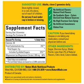 Nature Made High Absorption Magnesium Citrate 200 mg per serving, Magnesium Supplement for Muscle, Nerve, Bone and Heart Support, 60 Magnesium Gummies, 30 Day Supply Nature Made High Absorption Magnesium Citrate 200 mg per serving, Magnesium Supplement for Muscle, Nerve, Bone and Heart Support, 60 Magnesium Gummies, 30 Day Supply