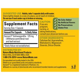 Nature Made Ashwagandha Capsules 125mg for Stress Support, 60 Capsules, 60 Day Supply Nature Made Ashwagandha Capsules 125mg for Stress Support, 60 Capsules, 60 Day Supply