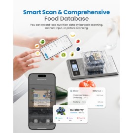 RENPHO Smart Food Kitchen Scale, Food Weight Scale with Nutritional Calculator, Digital Food Scale Grams and Ounces for Weight Loss, Calorie, Macro and Cooking, Stainless Steel RENPHO Smart Food Kitchen Scale, Food Weight Scale with Nutritional Calculator, Digital Food Scale Grams and Ounces for Weight Loss, Calorie, Macro and Cooking, Stainless Steel