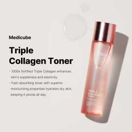 Medicube Triple Collagen Toner - Hydrolyzed, Atelo, & Soluble Collagen for Deep Hydration & Plump Skin - Fast-Absorbing Formula for All-Day Suppleness, Korean Skincare (4.73 fl.oz.) Medicube Triple Collagen Toner - Hydrolyzed, Atelo, & Soluble Collagen for Deep Hydration & Plump Skin - Fast-Absorbing Formula for All-Day Suppleness, Korean Skincare (4.73 fl.oz.)