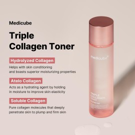 Medicube Triple Collagen Toner - Hydrolyzed, Atelo, & Soluble Collagen for Deep Hydration & Plump Skin - Fast-Absorbing Formula for All-Day Suppleness, Korean Skincare (4.73 fl.oz.) Medicube Triple Collagen Toner - Hydrolyzed, Atelo, & Soluble Collagen for Deep Hydration & Plump Skin - Fast-Absorbing Formula for All-Day Suppleness, Korean Skincare (4.73 fl.oz.)