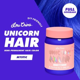Lime Crime Unicorn Hair Dye Full Coverage, Mystic (Electric Blue) - Vegan and Cruelty Free Semi-Permanent Hair Color Conditions & Moisturizes - Temporary Blue Hair Dye With Sugary Citrus Vanilla Scent Lime Crime Unicorn Hair Dye Full Coverage, Mystic (Electric Blue) - Vegan and Cruelty Free Semi-Permanent Hair Color Conditions & Moisturizes - Temporary Blue Hair Dye With Sugary Citrus Vanilla Scent