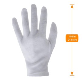 6 Pairs White Cotton Gloves for Dry Hands Eczema SPA Moisturizing - Work Glove Liners for Serving Costume Inspection