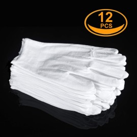 6 Pairs White Cotton Gloves for Dry Hands Eczema SPA Moisturizing - Work Glove Liners for Serving Costume Inspection