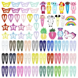 ECADY Hair Clips Colorful Hair Barrette Metal Cute Snap Hair Clips for Girls, Toddlers, Kids - 2 inch, 100pcs ECADY Hair Clips Colorful Hair Barrette Metal Cute Snap Hair Clips for Girls, Toddlers, Kids - 2 inch, 100pcs