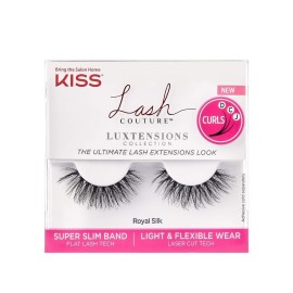 KISS Lash Couture LuXtensions Collection False Eyelashes, Flat Lash Technology, Super Slim Lash Band, Real Lash Extension Fibers, Reusable, Contact Lens Friendly Strip Lashes, Style Royal Silk, 1 Pair KISS Lash Couture LuXtensions Collection False Eyelashes, Flat Lash Technology, Super Slim Lash Band, Real Lash Extension Fibers, Reusable, Contact Lens Friendly Strip Lashes, Style Royal Silk, 1 Pair