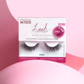 KISS Lash Couture LuXtensions Collection False Eyelashes, Flat Lash Technology, Super Slim Lash Band, Real Lash Extension Fibers, Reusable, Contact Lens Friendly Strip Lashes, Style \'Classic\', 1 Pair KISS Lash Couture LuXtensions Collection False Eyelashes, Flat Lash Technology, Super Slim Lash Band, Real Lash Extension Fibers, Reusable, Contact Lens Friendly Strip Lashes, Style \'Classic\', 1 Pair