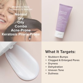 Paula\'s Choice Weightless Body Treatment 2% BHA, Salicylic Acid & Chamomile Lotion Exfoliant, Moisturizer for Keratosis Pilaris (KP) Prone Skin & Clogged Pores, Fragrance-Free & Paraben-Free Paula\'s Choice Weightless Body Treatment 2% BHA, Salicylic Acid & Chamomile Lotion Exfoliant, Moisturizer for Keratosis Pilaris (KP) Prone Skin & Clogged Pores, Fragrance-Free & Paraben-Free
