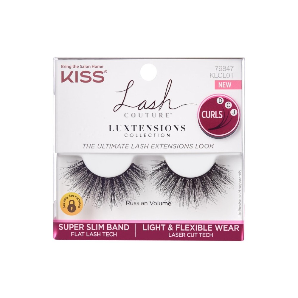 KISS Lash Couture LuXtensions Collection False Eyelashes, Flat Lash Technology, Super Slim Lash Band, Real Lash Extension Fibers, Reusable, Style Russian Volume\', 16mm, 1 Pair Strip Lashes KISS Lash Couture LuXtensions Collection False Eyelashes, Flat Lash Technology, Super Slim Lash Band, Real Lash Extension Fibers, Reusable, Style Russian Volume\', 16mm, 1 Pair Strip Lashes