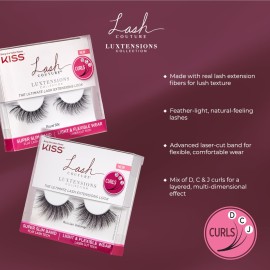 KISS Lash Couture LuXtensions Collection False Eyelashes, Flat Lash Technology, Super Slim Lash Band, Real Lash Extension Fibers, Reusable, Style Russian Volume\', 16mm, 1 Pair Strip Lashes KISS Lash Couture LuXtensions Collection False Eyelashes, Flat Lash Technology, Super Slim Lash Band, Real Lash Extension Fibers, Reusable, Style Russian Volume\', 16mm, 1 Pair Strip Lashes