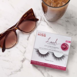 KISS Lash Couture LuXtensions Collection False Eyelashes, Flat Lash Technology, Super Slim Lash Band, Real Lash Extension Fibers, Reusable, Style Russian Volume\', 16mm, 1 Pair Strip Lashes KISS Lash Couture LuXtensions Collection False Eyelashes, Flat Lash Technology, Super Slim Lash Band, Real Lash Extension Fibers, Reusable, Style Russian Volume\', 16mm, 1 Pair Strip Lashes