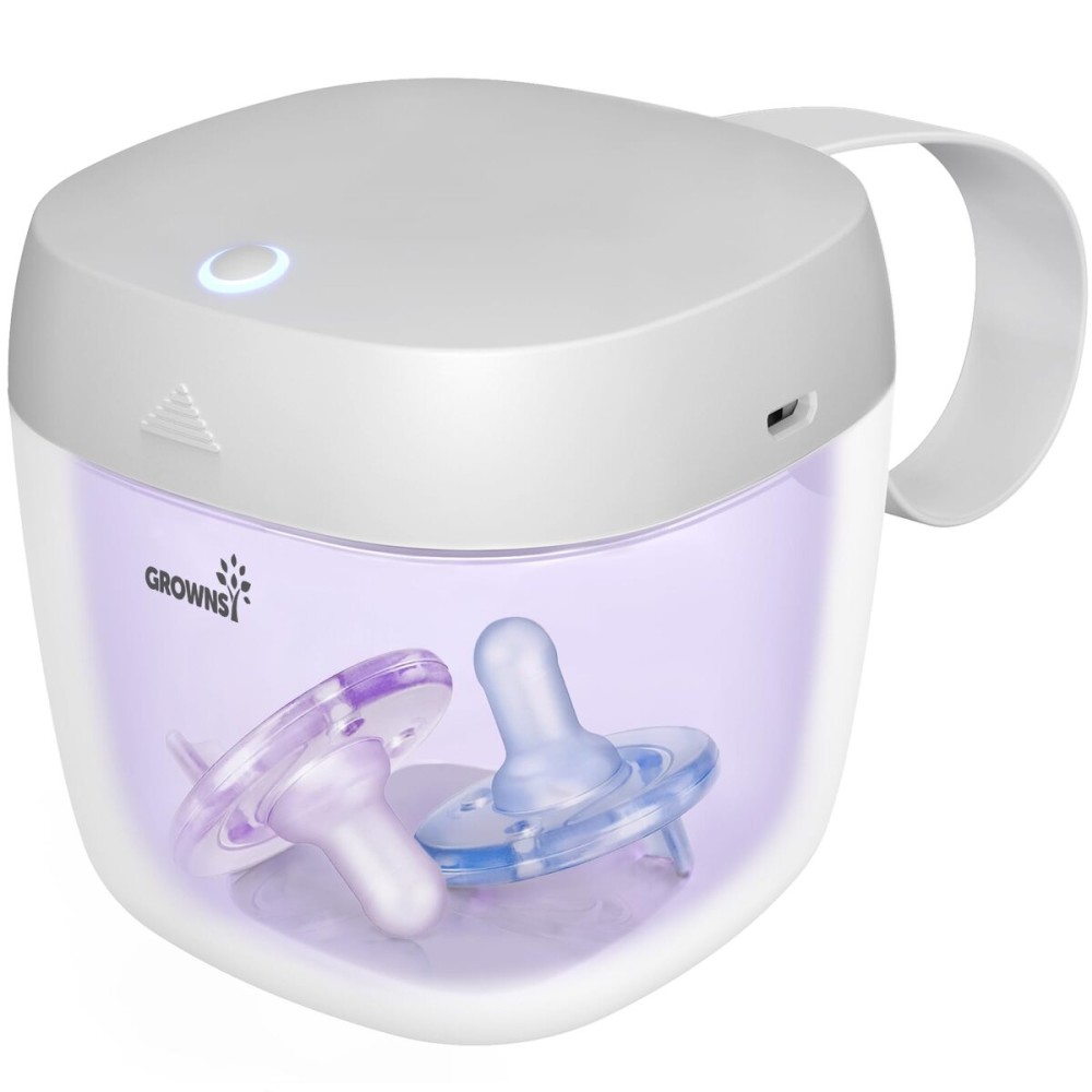GROWNSY Pacifier Sanitizer Portable, UV Light Sanitizer on The Go, USB Charging Sanitizer Case, Mini Pacifier Sanitizer 99.99% Cleaned in 59 Seconds (White) GROWNSY Pacifier Sanitizer Portable, UV Light Sanitizer on The Go, USB Charging Sanitizer Case, Mini Pacifier Sanitizer 99.99% Cleaned in 59 Seconds (White)