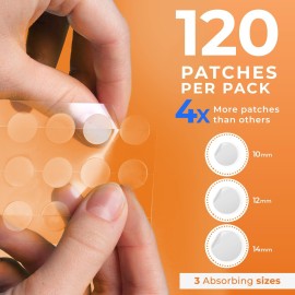 PatchRx Acne Patches (120 Count) with Hydrocolloid Only, Hydrocolloid Pimple Patches for Face - Zit Patch Acne Dots - Acne Patches - Pimple Patch with 3 Size Acne Stickers
