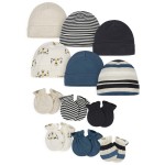 Onesies Brand Unisex Baby 12-Piece Cap and Mitten Set, Tiger Board, 0-6 Months
