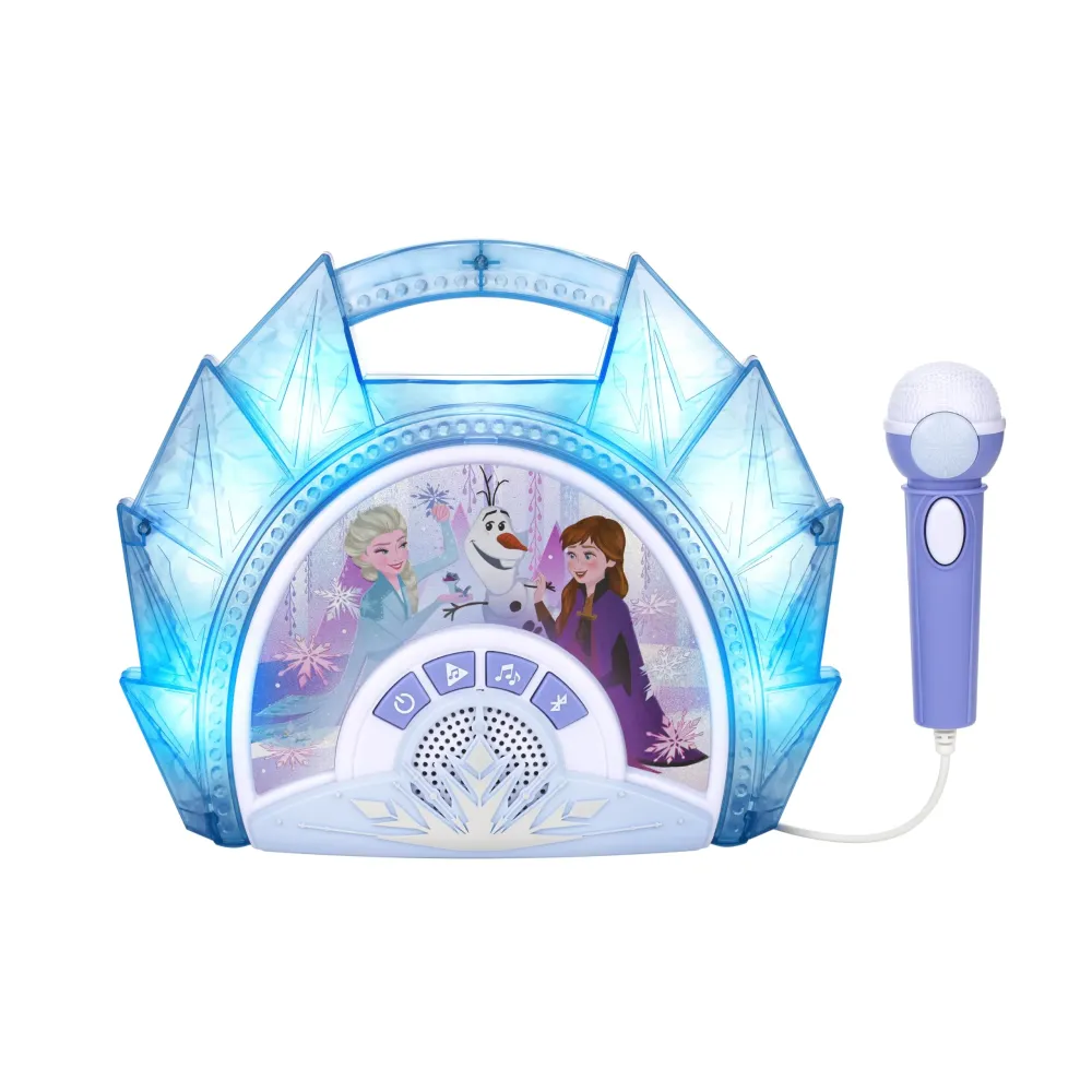 eKids Disney Frozen Karaoke Microphone with Bluetooth Speaker for Fans of Disney Toys, Kids Karaoke Machine with Built in Music