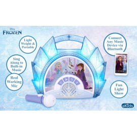 eKids Disney Frozen Karaoke Microphone with Bluetooth Speaker for Fans of Disney Toys, Kids Karaoke Machine with Built in Music