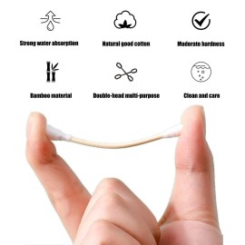 Thick Cotton Swabs,XL Size Natural Bamboo Cotton Buds,Organic Biodegradable, Large Double Tips Swabs, Extra Absorbent Cotton Swabs For Cleaning