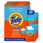 Tide To Go Stain Remover Wipes for Clothes, Instant Laundry Travel Stain & Spot Remover, 3 Pack, (30 Wipes Total)