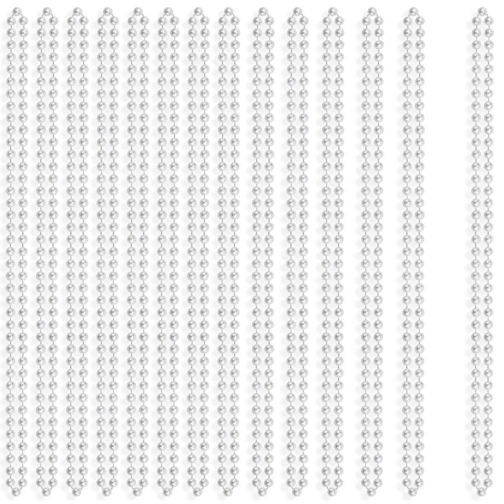 Weoxpr 20 Pieces White Faux Pearl Bead Necklaces Bulk,White Mardi Gras Beads Necklace for Kids,Faux Pearl Necklaces for Women Wedding Birthday Accessory for Party Decorations (32 Inch)