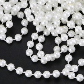 Weoxpr 20 Pieces White Faux Pearl Bead Necklaces Bulk,White Mardi Gras Beads Necklace for Kids,Faux Pearl Necklaces for Women Wedding Birthday Accessory for Party Decorations (32 Inch)