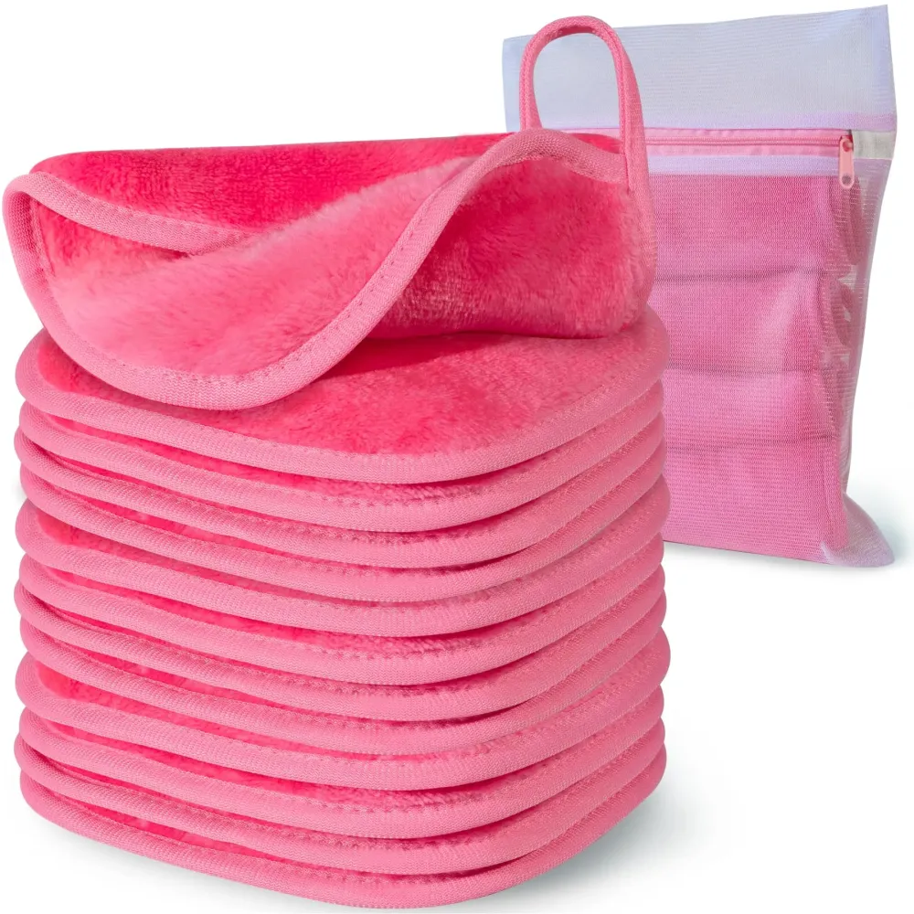 NATWAG | Reusable Update Makeup Removing Microfiber Cloth for Sensitive Skin | Washable Makeup Remover Towels | Natural Facial Cleansing Towels (6x 6, 12 Pack/Pink) NATWAG | Reusable Update Makeup Removing Microfiber Cloth for Sensitive Skin | Washable Makeup Remover Towels | Natural Facial Cleansing Towels (6x 6, 12 Pack/Pink)