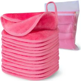 NATWAG | Reusable Update Makeup Removing Microfiber Cloth for Sensitive Skin | Washable Makeup Remover Towels | Natural Facial Cleansing Towels (6x 6, 12 Pack/Pink)