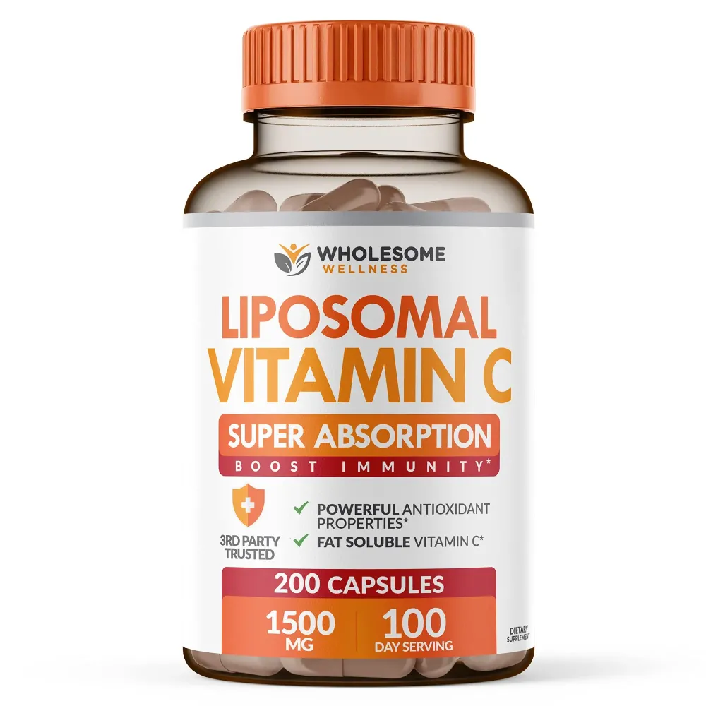 Wholesome Wellness Liposomal Vitamin C Capsules (200 Pills 1500mg Buffered) High Absorption, Immune System & Collagen Booster, High Dose Fat Soluble Immunity Support Ascorbic Acid, Natural Vegan Wholesome Wellness Liposomal Vitamin C Capsules (200 Pills 1500mg Buffered) High Absorption, Immune System & Collagen Booster, High Dose Fat Soluble Immunity Support Ascorbic Acid, Natural Vegan