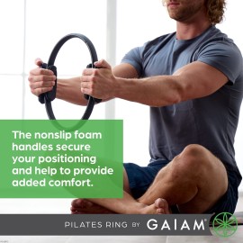 Gaiam Pilates Ring 15 Fitness Circle - Lightweight & Durable Foam Padded Handles | Flexible Resistance Exercise Equipment for Toning Arms, Thighs/Legs & Core, Black Gaiam Pilates Ring 15 Fitness Circle - Lightweight & Durable Foam Padded Handles | Flexible Resistance Exercise Equipment for Toning Arms, Thighs/Legs & Core, Black