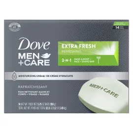 Dove Men+Care Bar 3 in 1 Cleanser for Body, Face, and Shaving Extra Fresh 14 Bars to Clean and Hydrate Skin Body and Facial Cleanser Mandarin Citrus, Patchouli, and Rosemary scent 3.75 oz Dove Men+Care Bar 3 in 1 Cleanser for Body, Face, and Shaving Extra Fresh 14 Bars to Clean and Hydrate Skin Body and Facial Cleanser Mandarin Citrus, Patchouli, and Rosemary scent 3.75 oz
