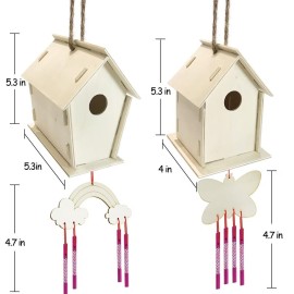 Crafts for Kids Ages 4-8 - 4 Pack DIY Bird House Wind Chime Kit - Build and Paint Birdhouses Wooden Arts Kits Easter Basket Stuffers Gifts for Girls Kids Boys Toddlers Ages 3-5 4-6 6-8 8-12 Crafts for Kids Ages 4-8 - 4 Pack DIY Bird House Wind Chime Kit - Build and Paint Birdhouses Wooden Arts Kits Easter Basket Stuffers Gifts for Girls Kids Boys Toddlers Ages 3-5 4-6 6-8 8-12