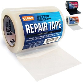 Repair Tape for Fabric Boat Covers, Canvas Tents, Pop-Up Campers, RV Awnings, Tarps, Canopies, Bimini Tops, Sails, Air Mattress Patch Kit, 30ft x 3 Clear Heavy-Duty Waterproof Vinyl