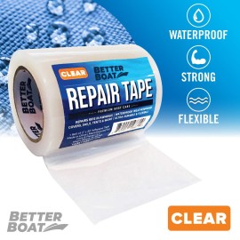 Repair Tape for Fabric Boat Covers, Canvas Tents, Pop-Up Campers, RV Awnings, Tarps, Canopies, Bimini Tops, Sails, Air Mattress Patch Kit, 30ft x 3 Clear Heavy-Duty Waterproof Vinyl Repair Tape for Fabric Boat Covers, Canvas Tents, Pop-Up Campers, RV Awnings, Tarps, Canopies, Bimini Tops, Sails, Air Mattress Patch Kit, 30ft x 3 Clear Heavy-Duty Waterproof Vinyl