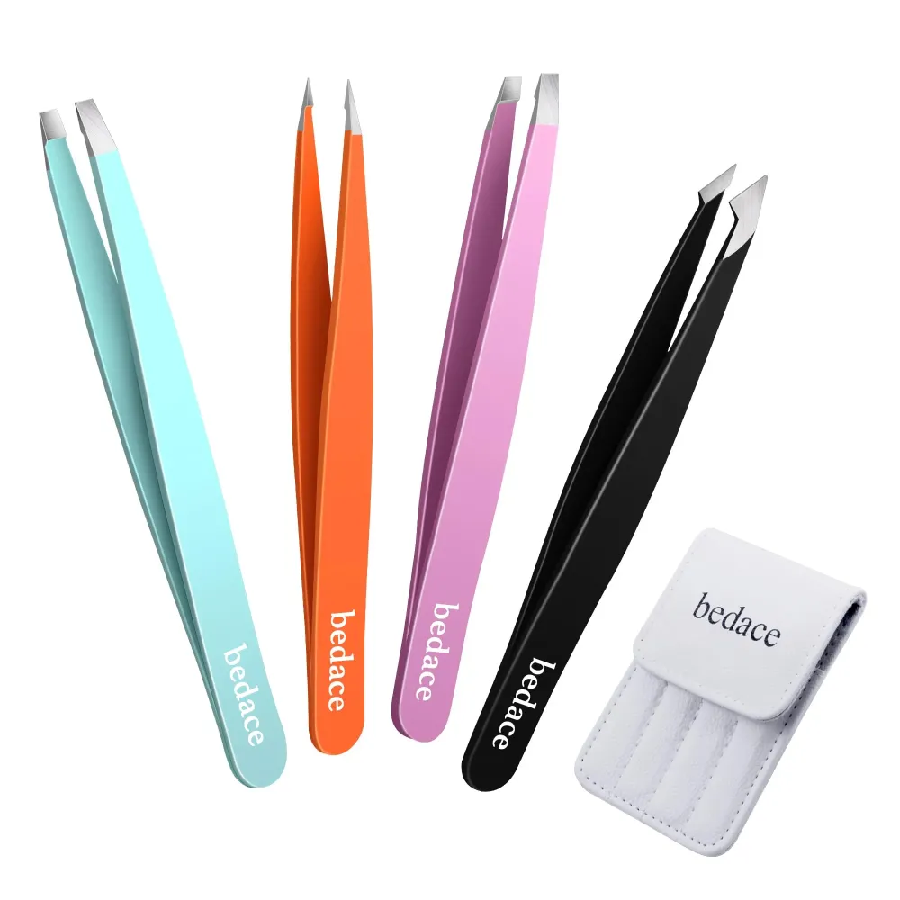 Tweezers for Women Facial Hair,Stocking Stuffers 4 Pack Tweezers for Eyebrows,Tweezer Set for Ingrown Hair, Plucking Daily Beauty Tool with Leather Travel Case for Gifts Tweezers for Women Facial Hair,Stocking Stuffers 4 Pack Tweezers for Eyebrows,Tweezer Set for Ingrown Hair, Plucking Daily Beauty Tool with Leather Travel Case for Gifts